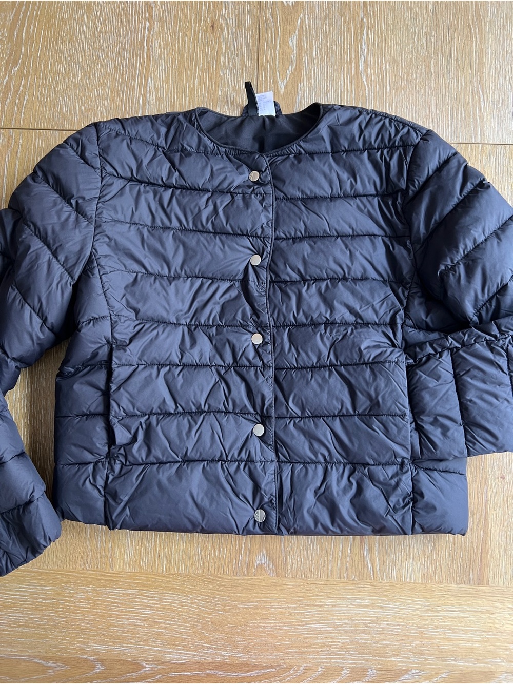 H&M Black Quilted Snap-Front Puffer Jacket